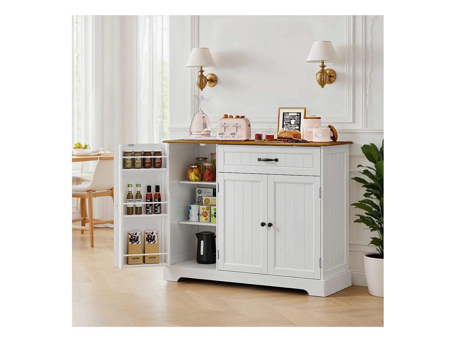 Buffet de Cuisine 3 Portes 1 Tiroir 105 x 40 x 84.5 cm Marron