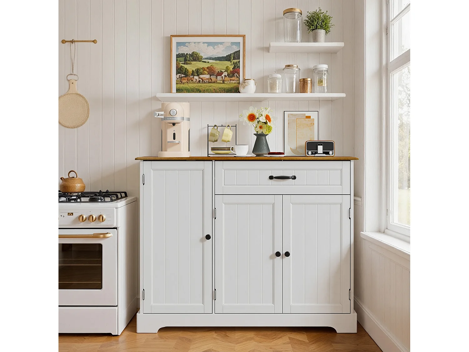 Buffet de Cuisine 3 Portes 1 Tiroir 105 x 40 x 84.5 cm Marron