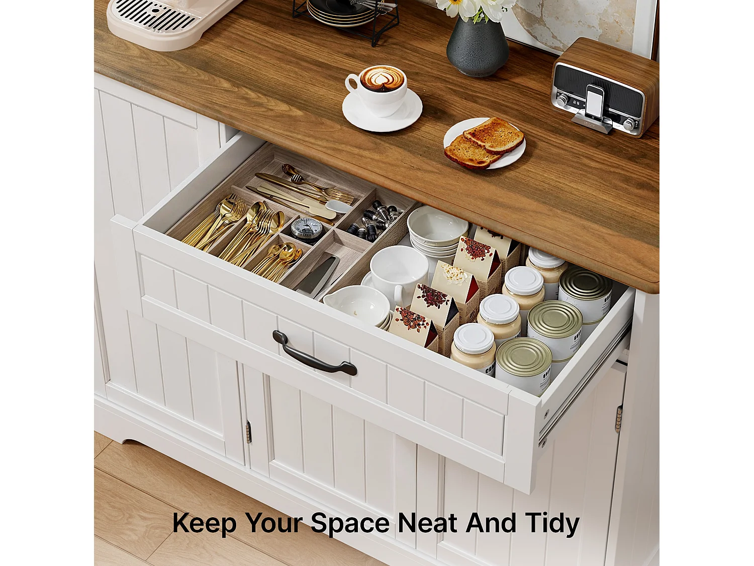 Buffet de Cuisine 3 Portes 1 Tiroir 105 x 40 x 84.5 cm Marron