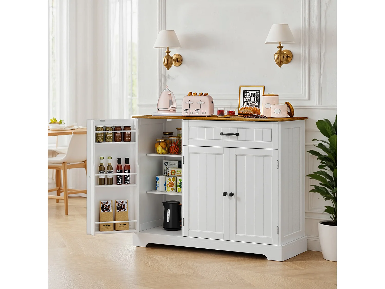 Buffet de Cuisine 3 Portes 1 Tiroir 105 x 40 x 84.5 cm Marron