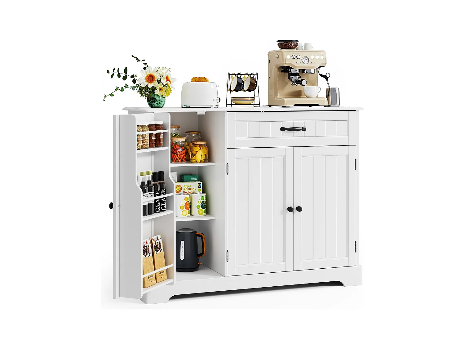 Buffet de Cuisine 3 Portes 1 Tiroir 105 x 40 x 84.5 cm Blanc