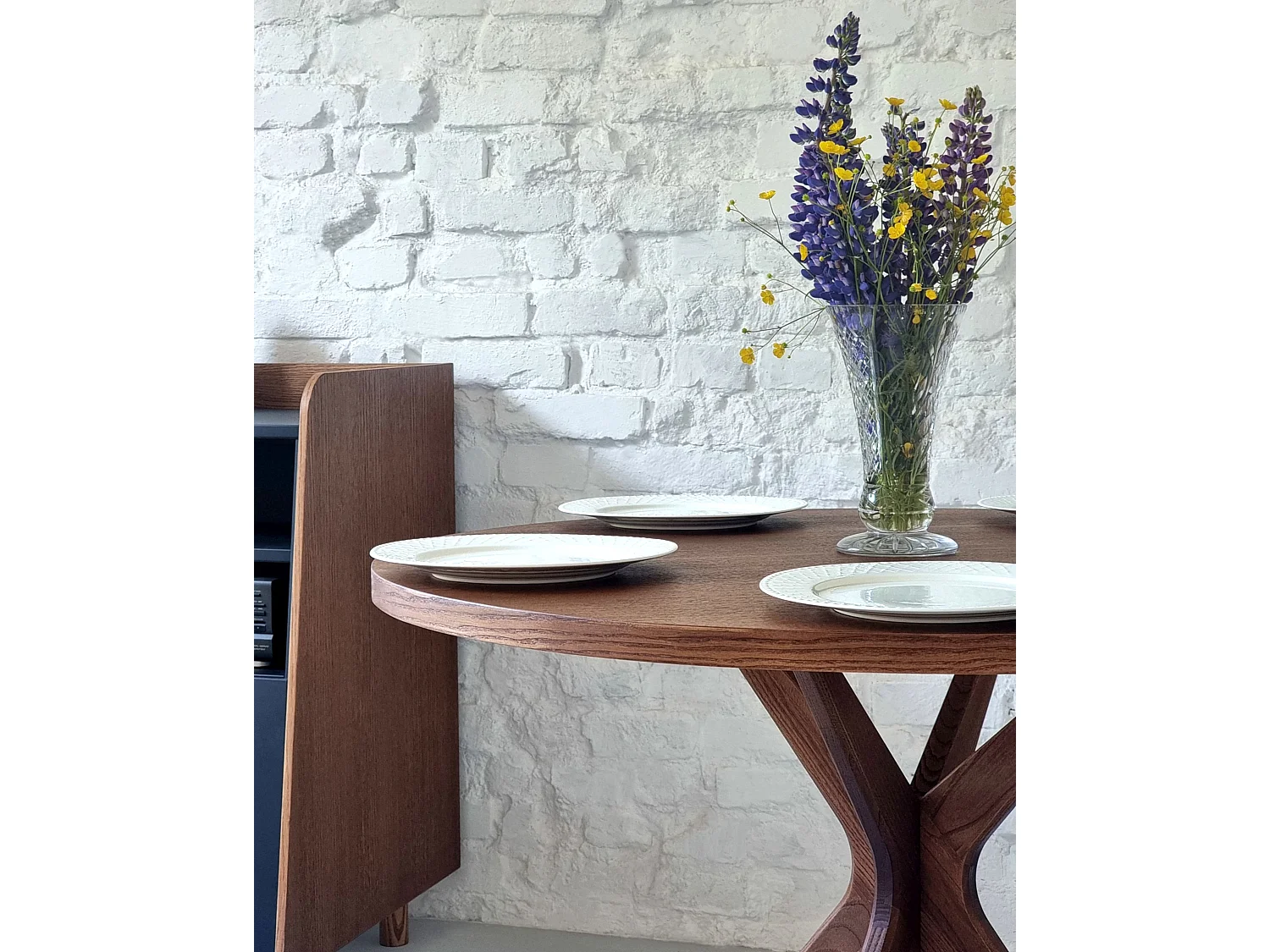 Table à manger ronde 100cm Jubi Bold Noyer