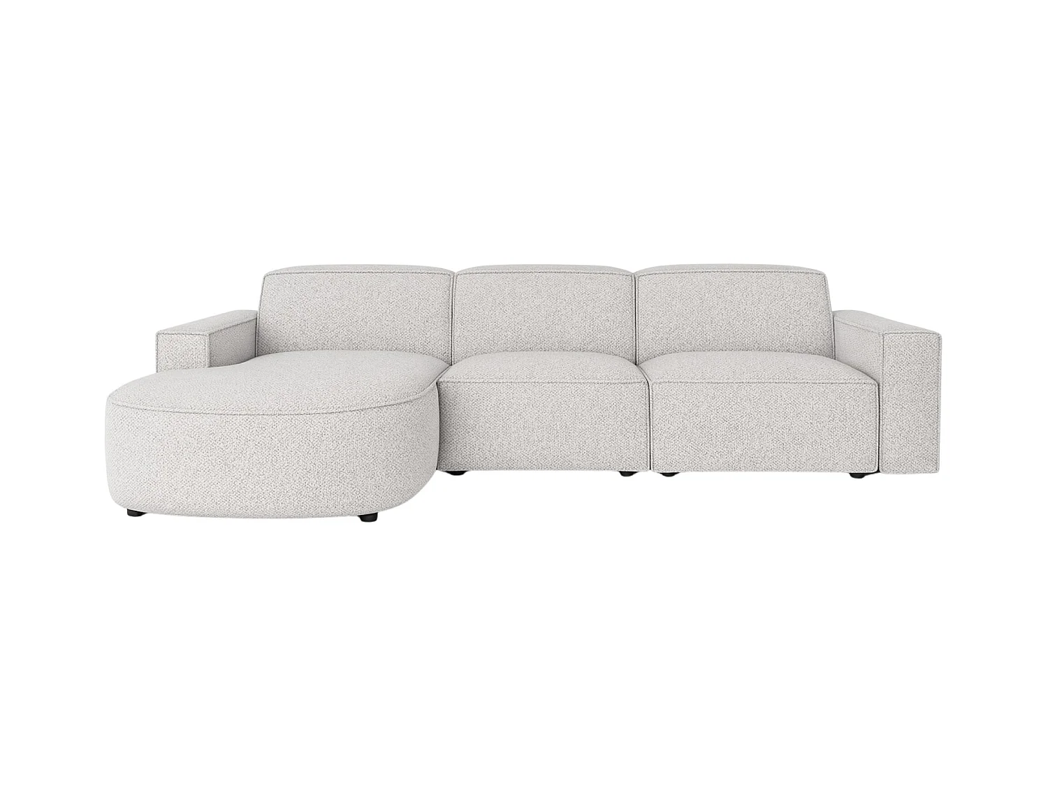 Ecksofa L-Form Round Cursal, Stoff Artico, Nata, Links