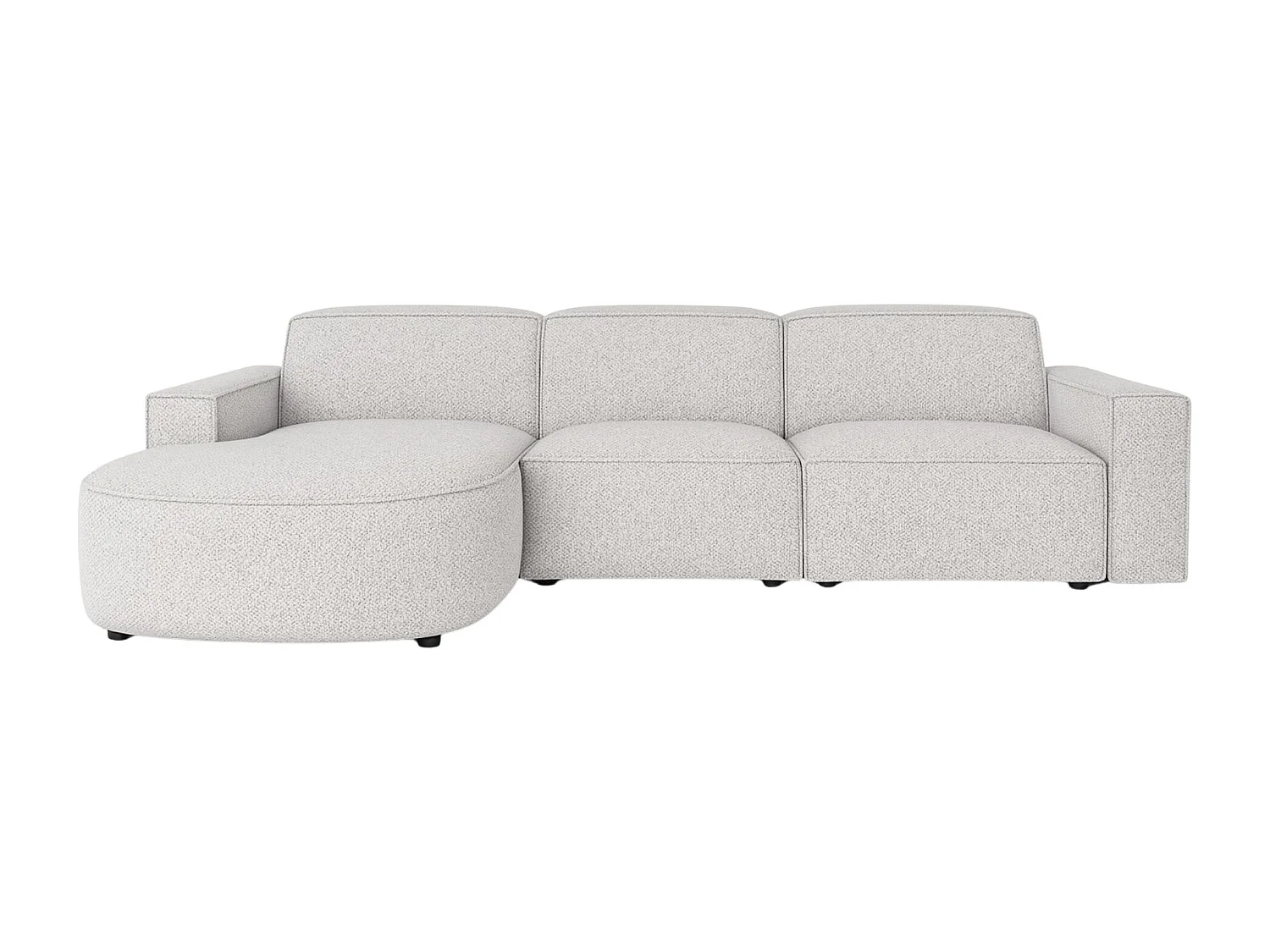 Hoekbank L-vorm Round Cursal, stof Artico, nata, links