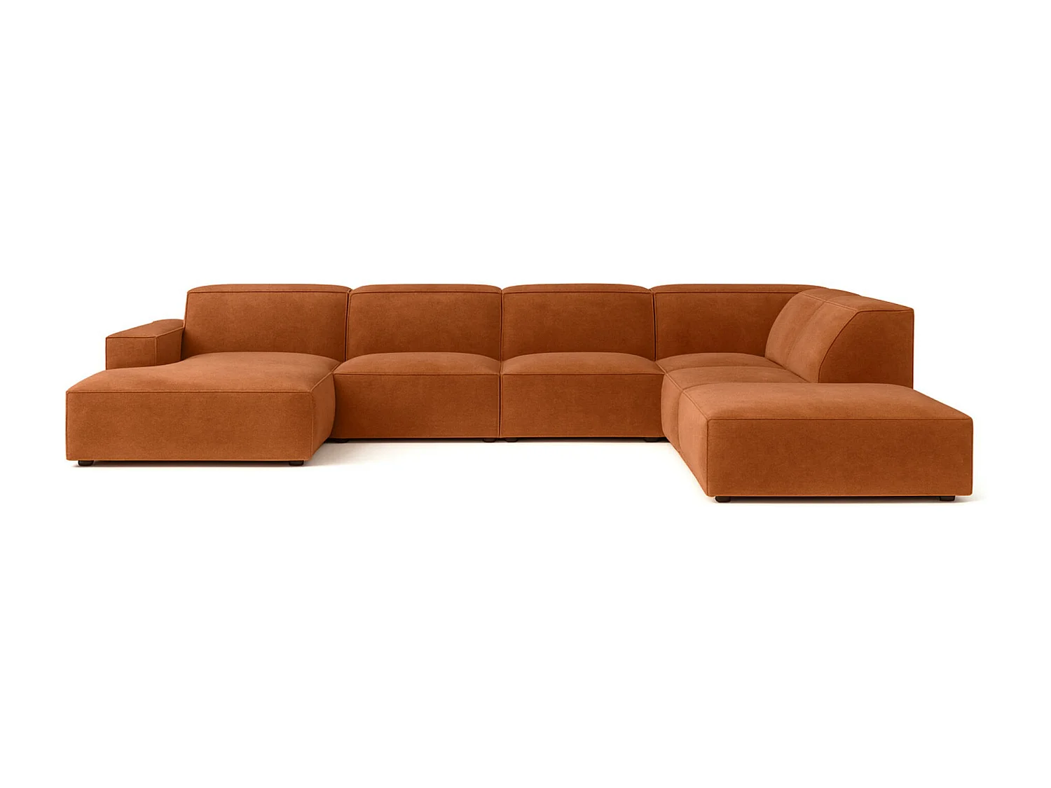 Canapé d'angle en U Cursal V, tissu Salvador, marron, droit