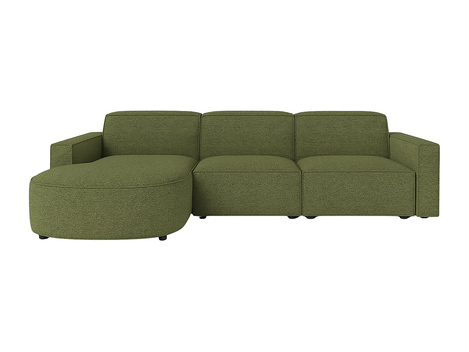Ecksofa L-Form Round Cursal, Stoff Artico, Moss, Links