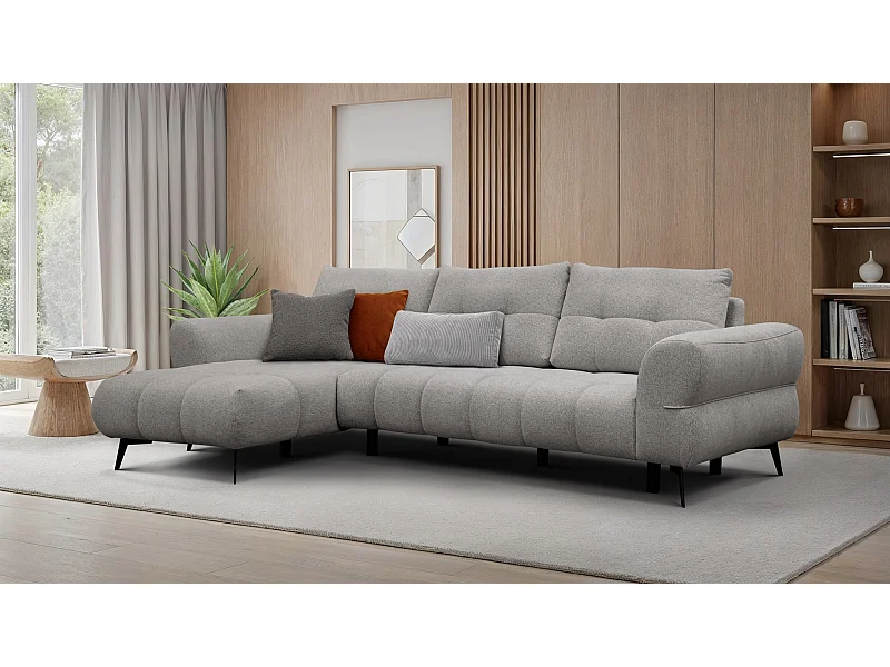 Canapé d'angle 4 places SALVINI, tissu gris chaud