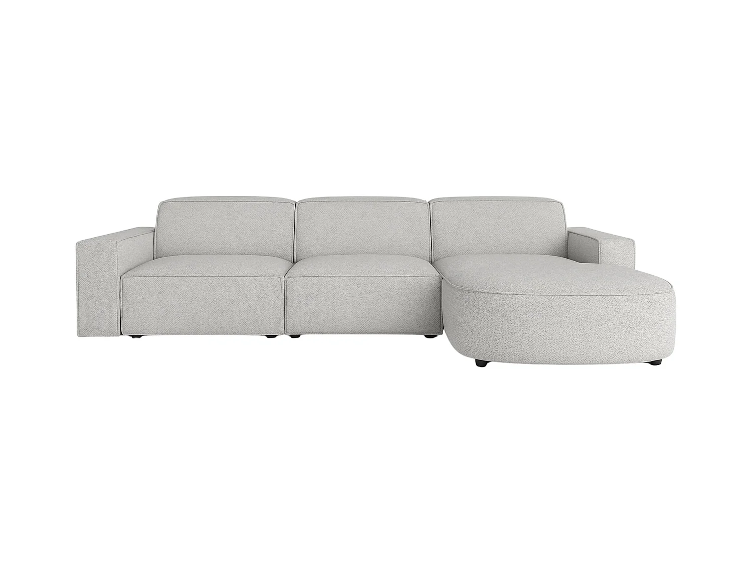 Ecksofa L-Form Round Cursal, Stoff Artico, Cement, Rechts