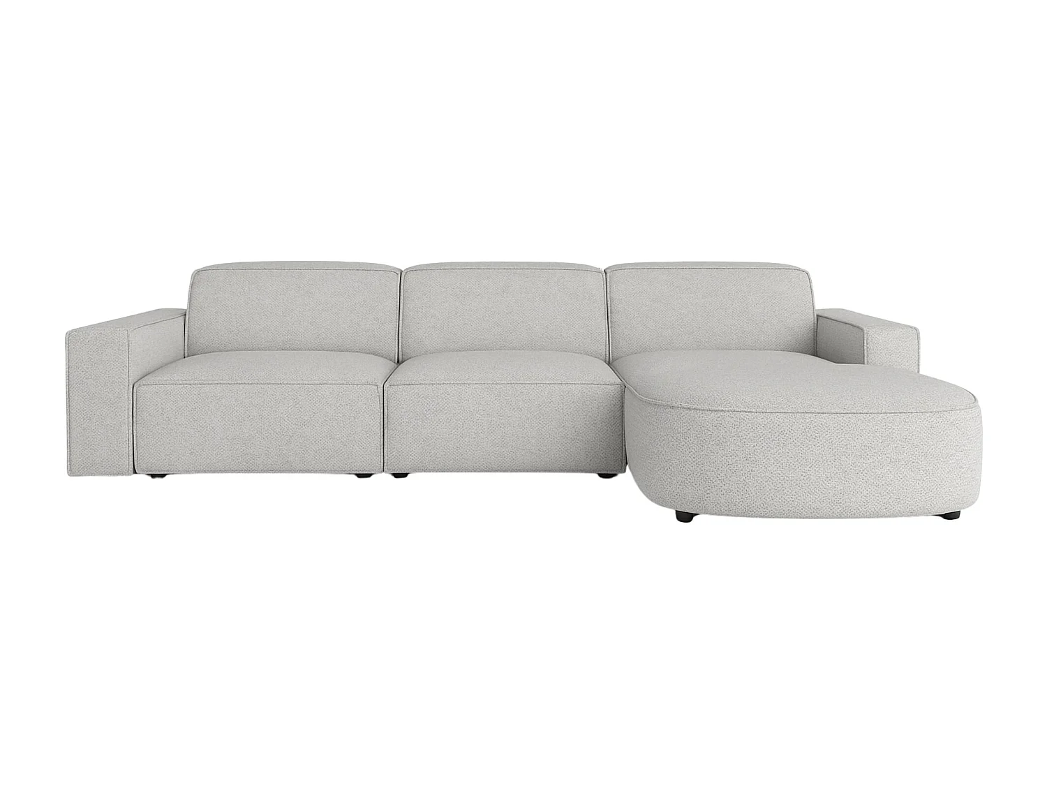 Hoekbank L-vorm Round Cursal, stof Artico, cement, rechts