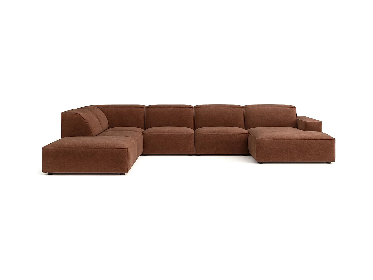 Ecksofa U-Form Cursal V, Stoff Salvador, Dunkelbraun, Links