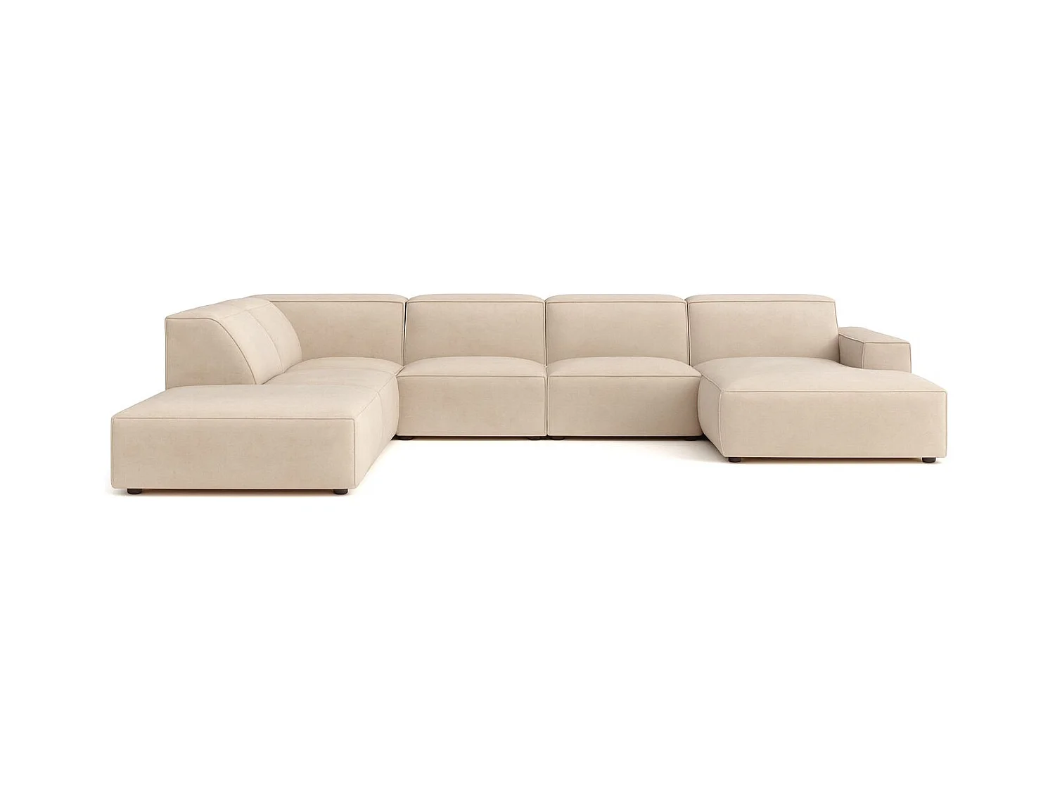 Ecksofa U-Form Cursal V, Stoff Salvador, Beige, Links