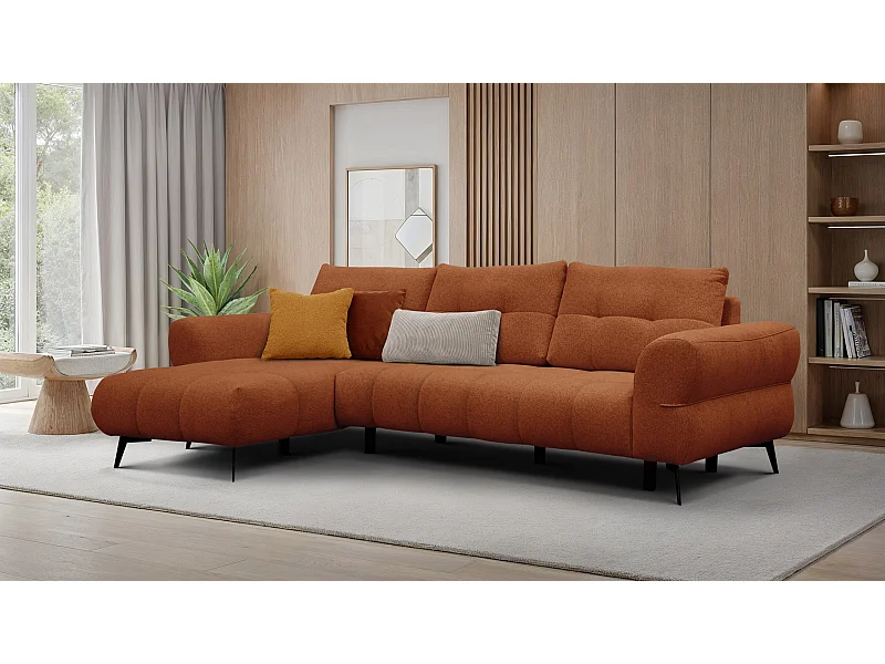 Canapé d'angle 4 places SALVINI, tissu orange