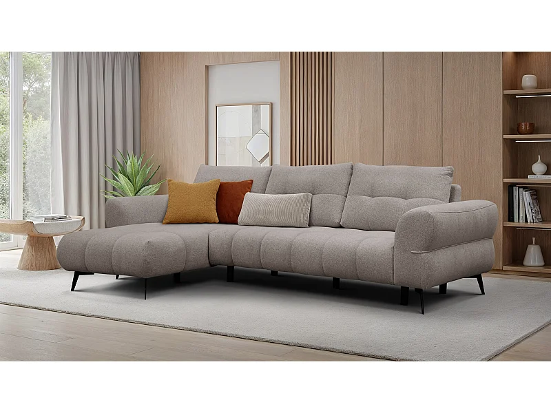 Canapé d'angle 4 places SALVINI, tissu beige  foncé