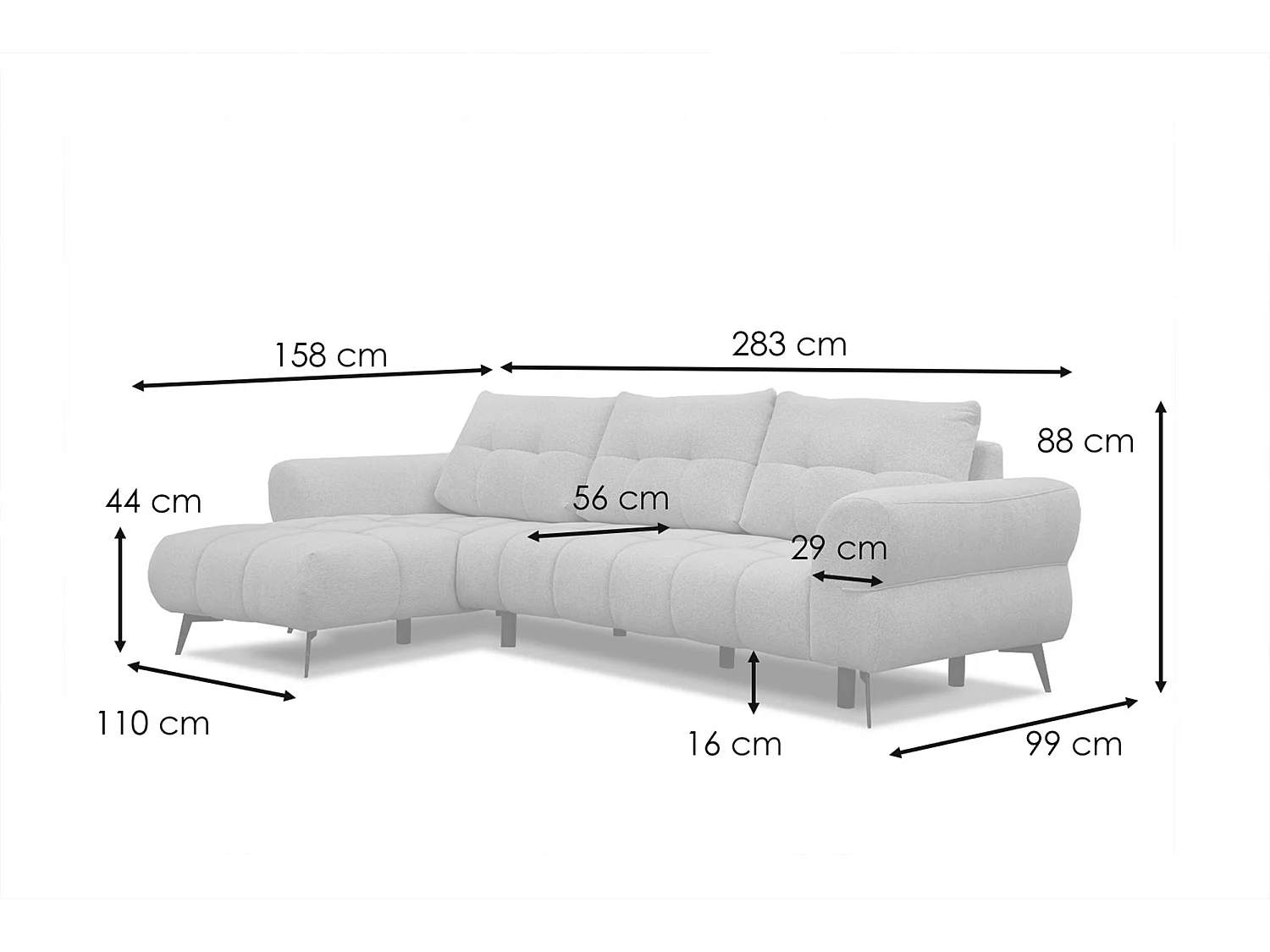 Ecksofa 4-Sitzer SALVINI, dunkelbeige