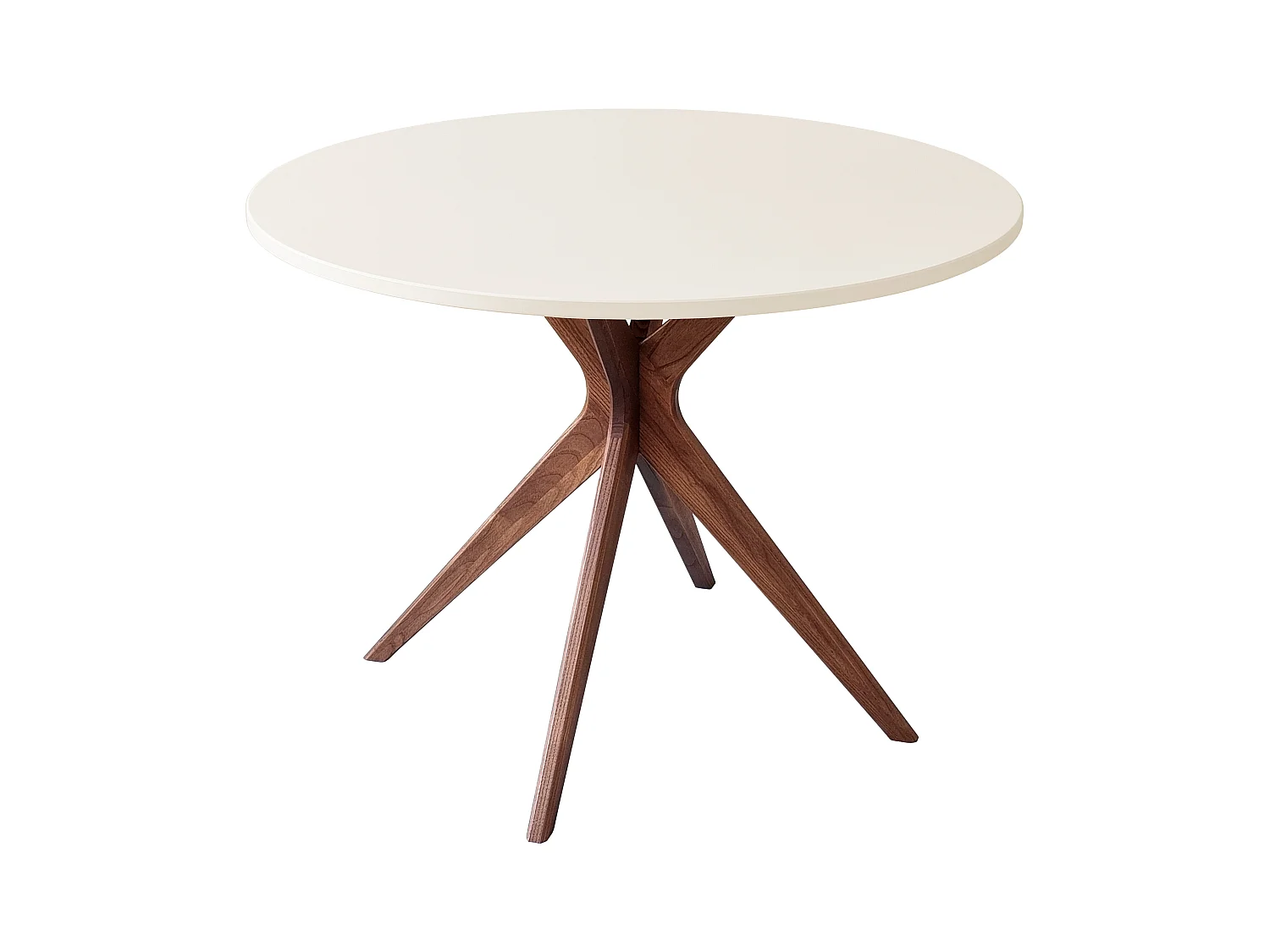 Ronde eettafel 110cm Jubi Bold Krijtwit met eiken poten