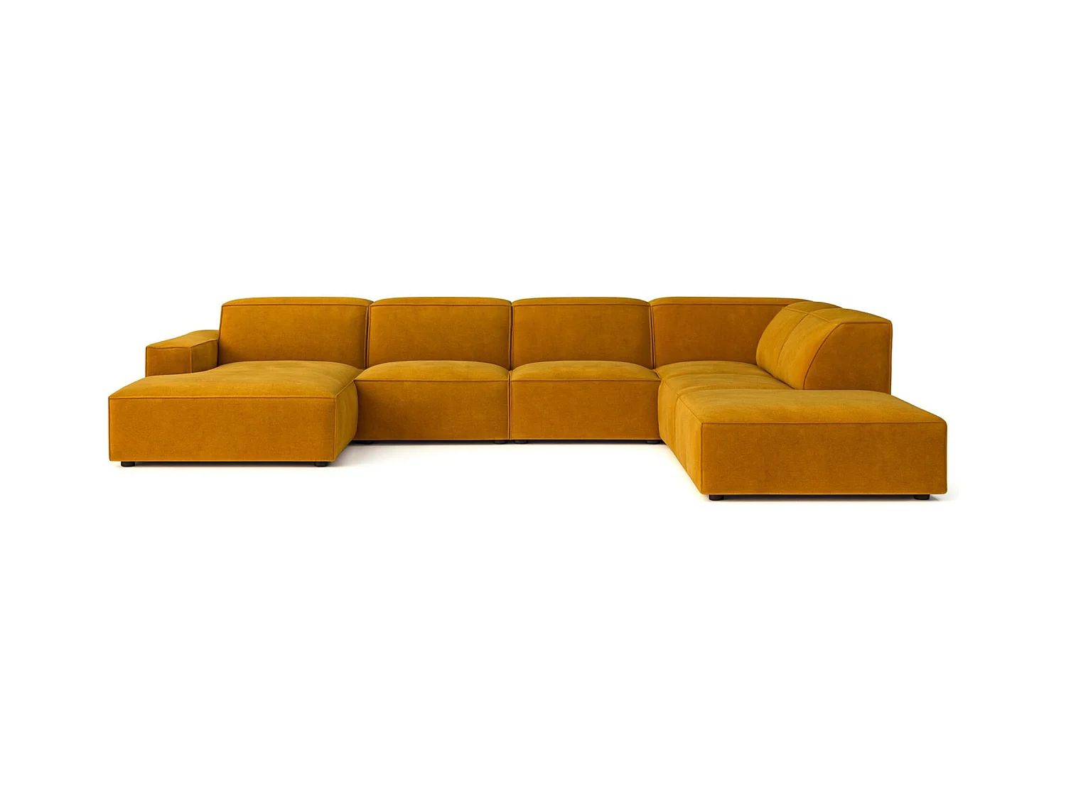Ecksofa U-Form Cursal V, Stoff Salvador, Gelb, Rechts