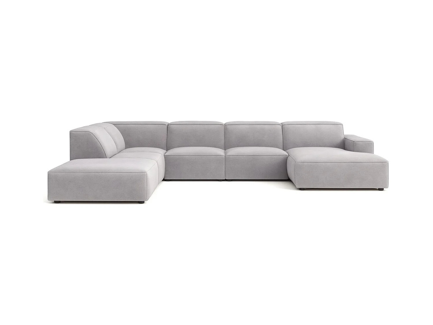Ecksofa U-Form Cursal V, Stoff Salvador, Grau, Links