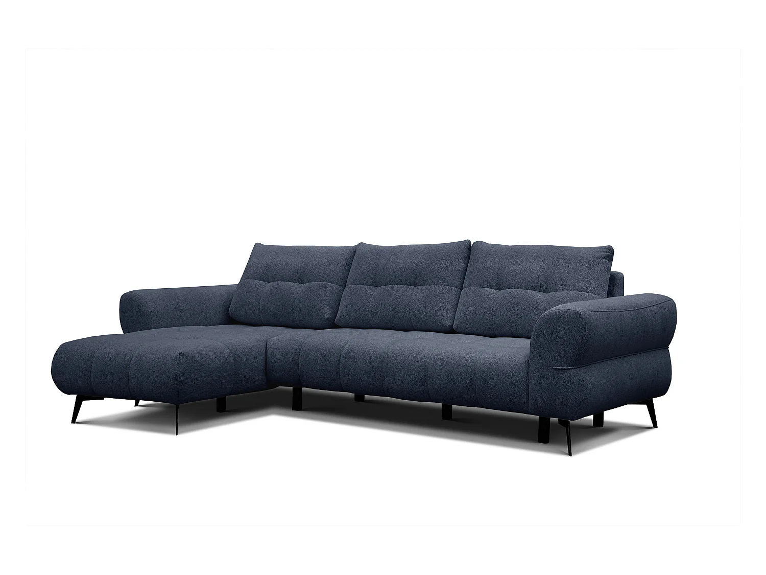 Canapé d'angle 4 places SALVINI, tissu bleu marine