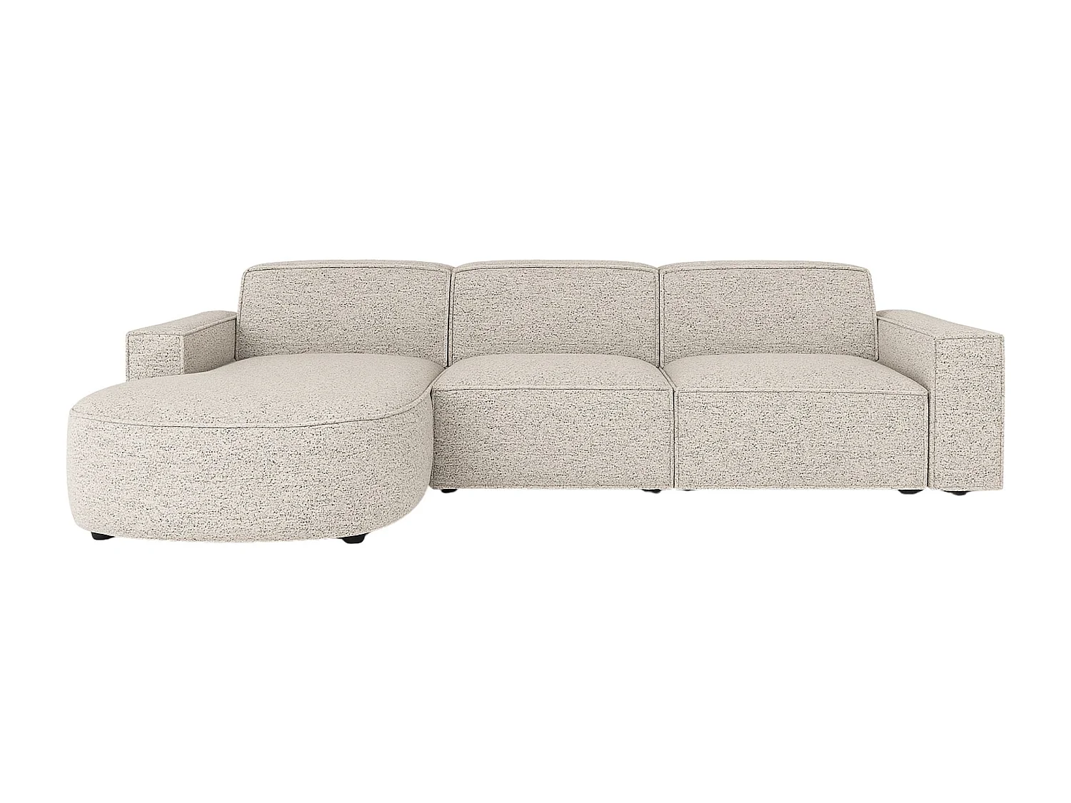 Canapé d'angle en L Round Cursal, tissu Artico, beige, gauche