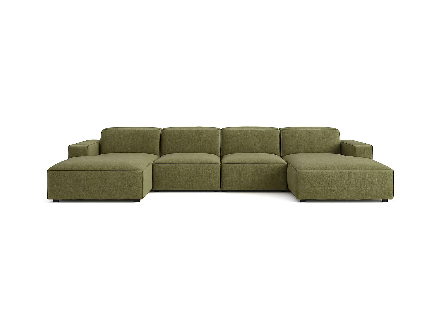 Ecksofa U-Form Cursal, Stoff Artico, Moss