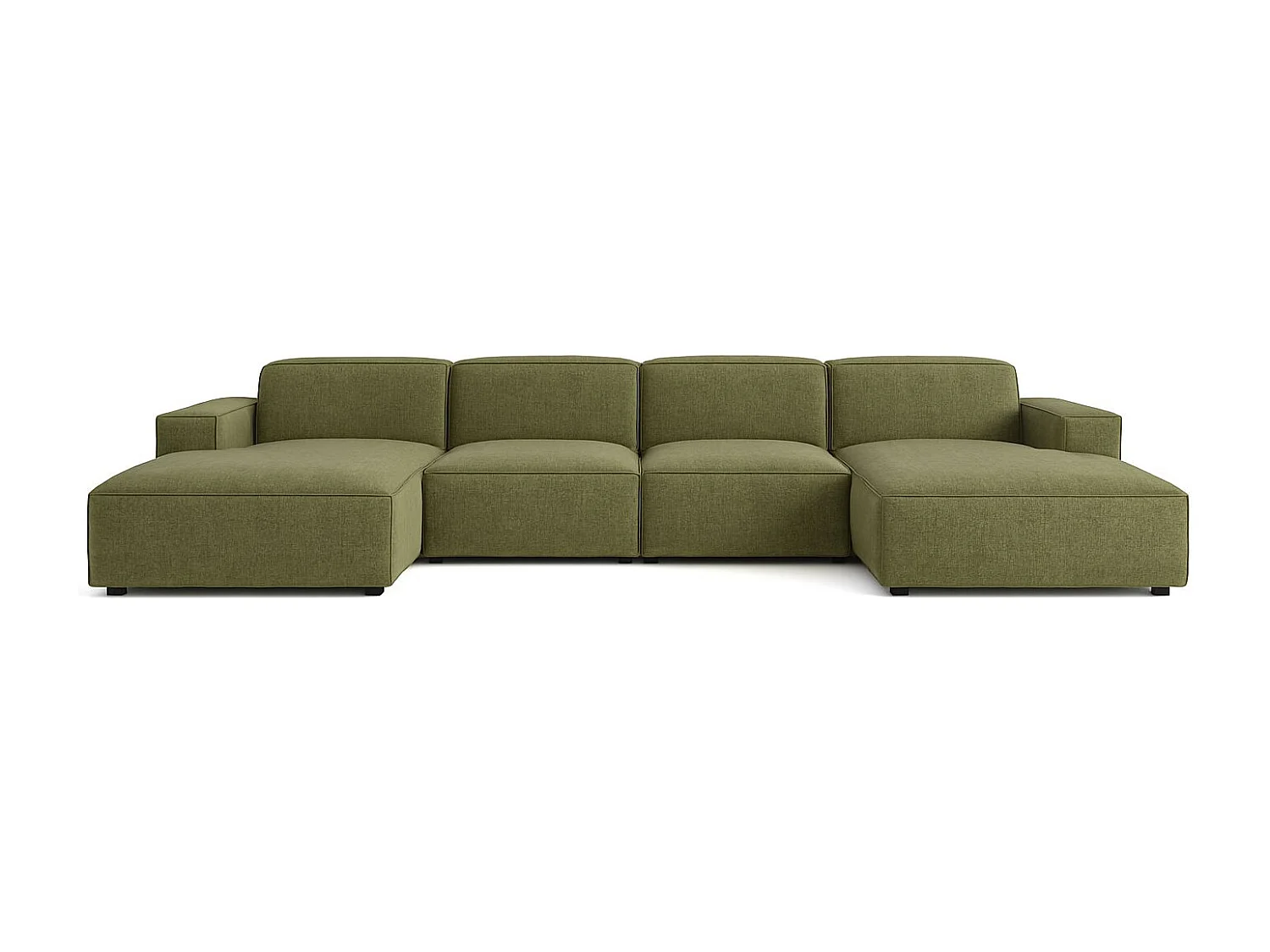 Ecksofa U-Form Cursal, Stoff Artico, Moss