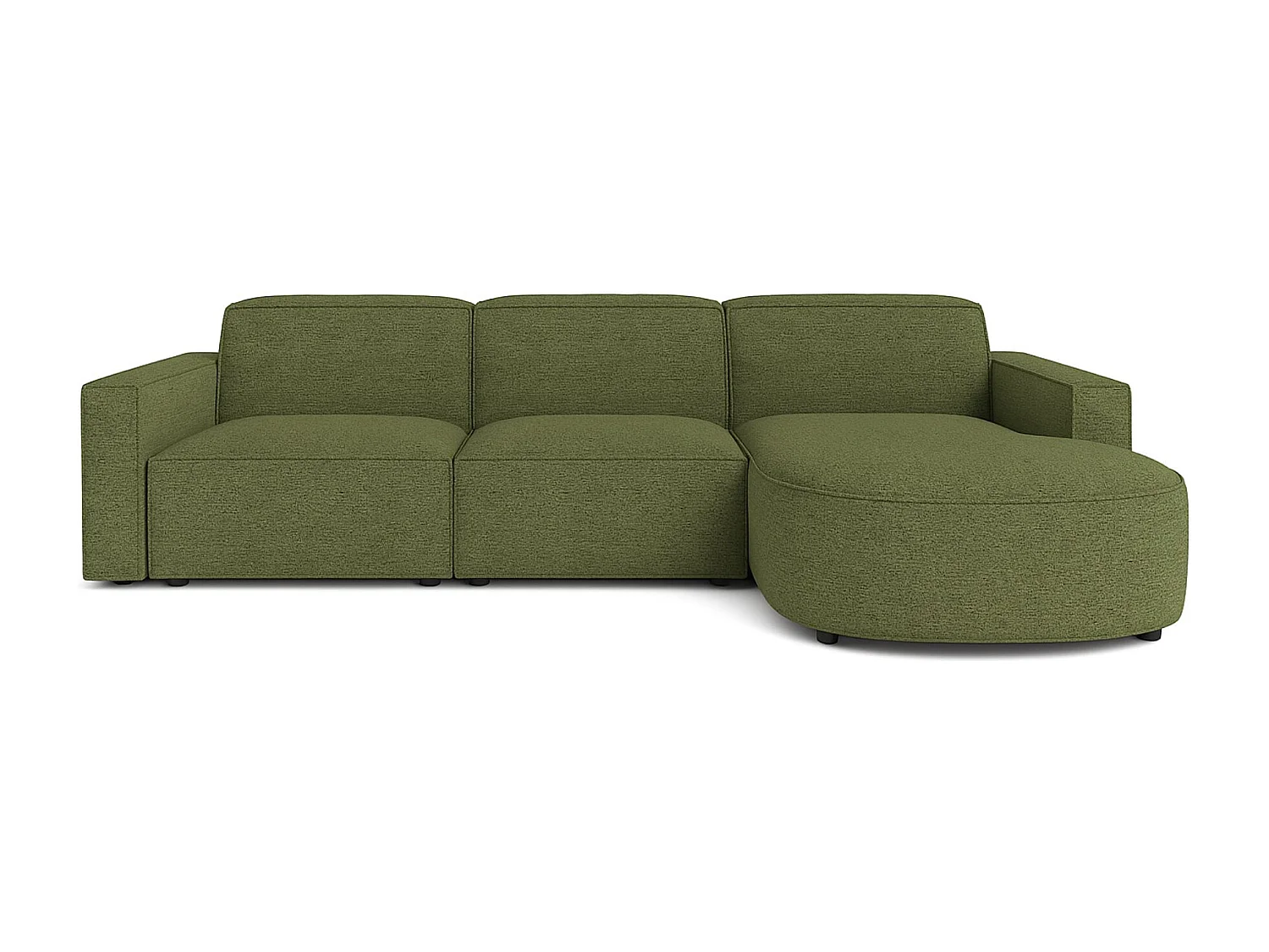 Ecksofa L-Form Round Cursal, Stoff Artico, Moss, Rechts