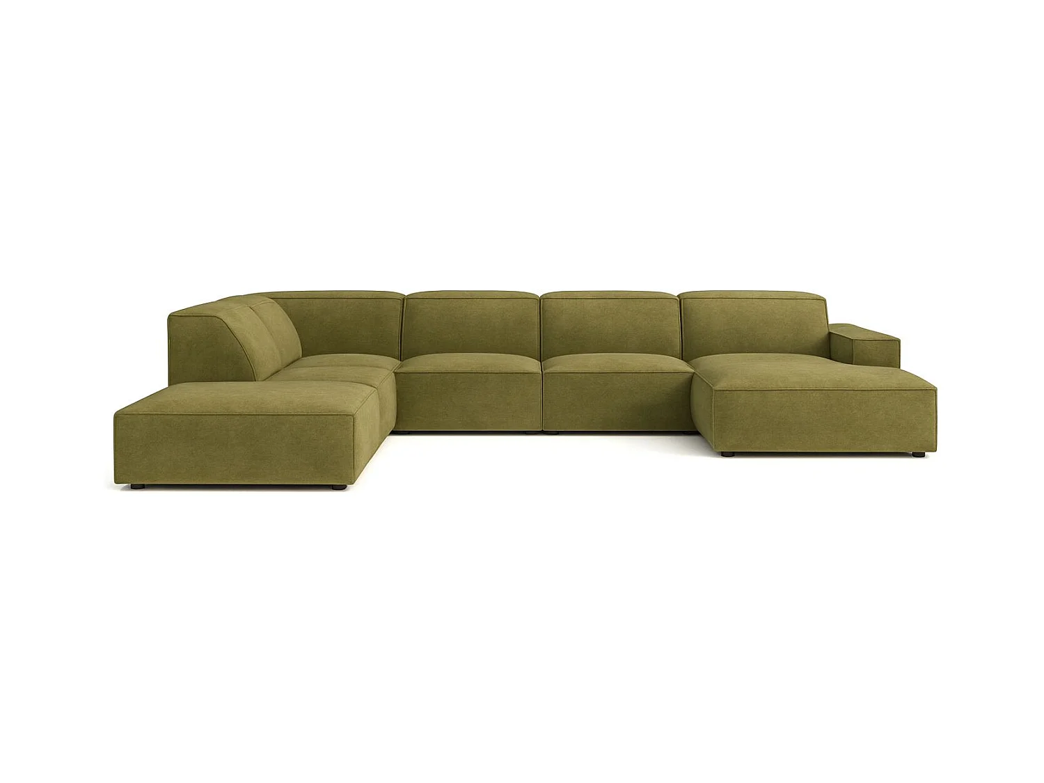 Ecksofa U-Form Cursal V, Stoff Salvador, Olive, Links