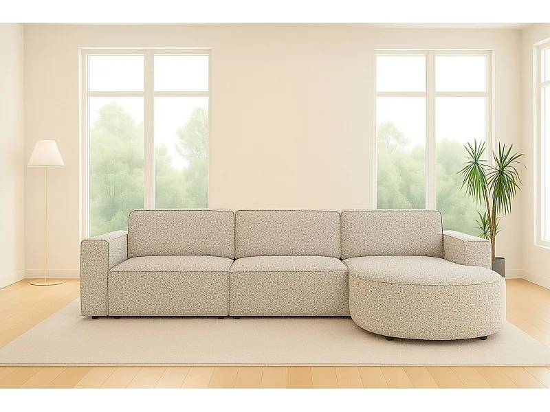 Hoekbank L-vorm Round Cursal, stof Artico, beige, rechts