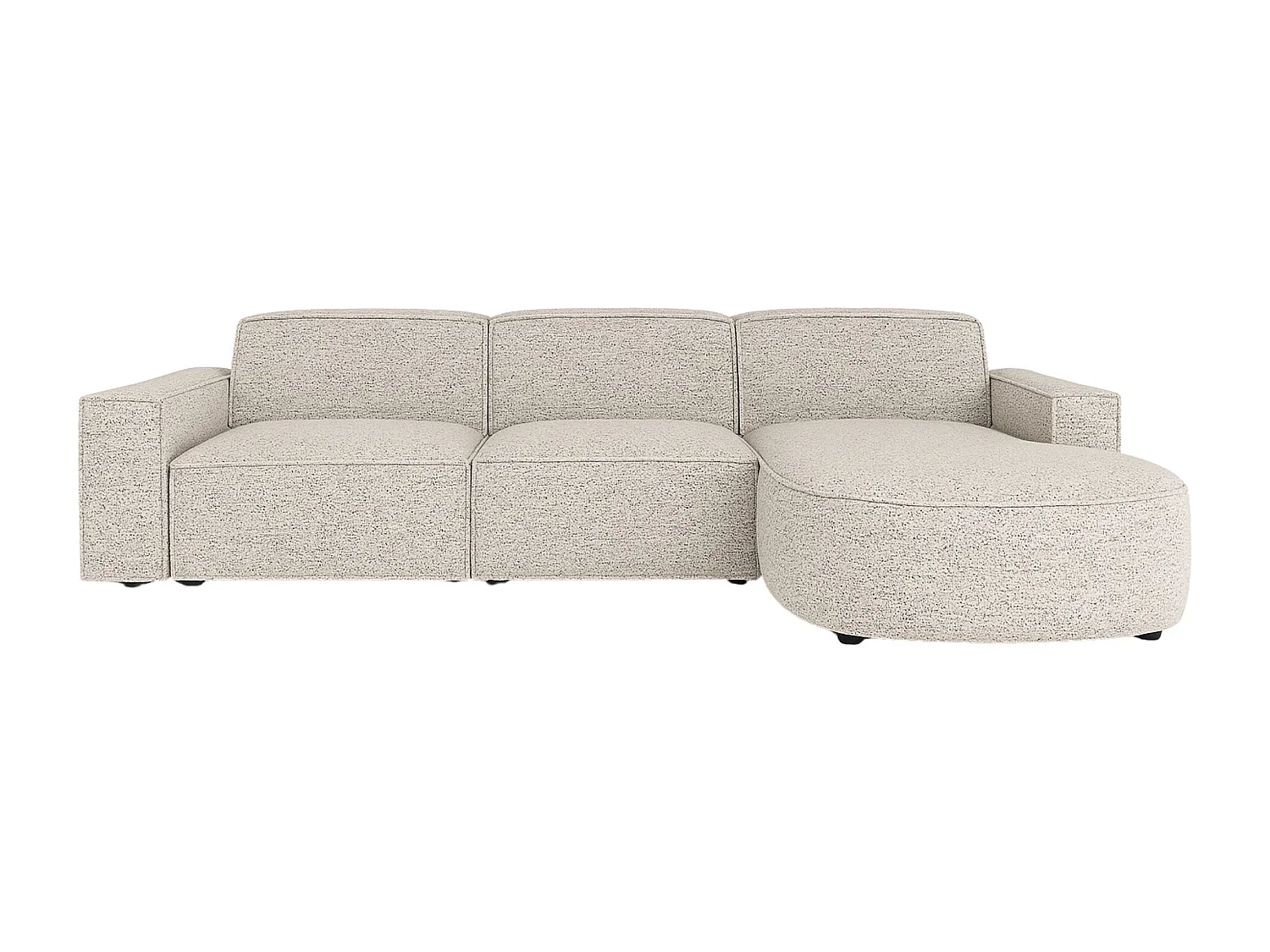 Canapé d'angle en L Round Cursal, tissu Artico, beige, droit