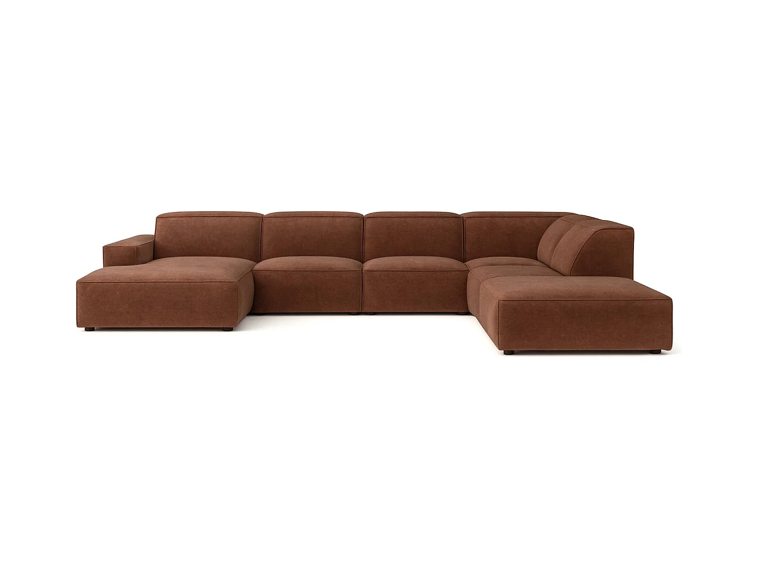 Ecksofa U-Form Cursal V, Stoff Salvador, Dunkelbraun, Rechts