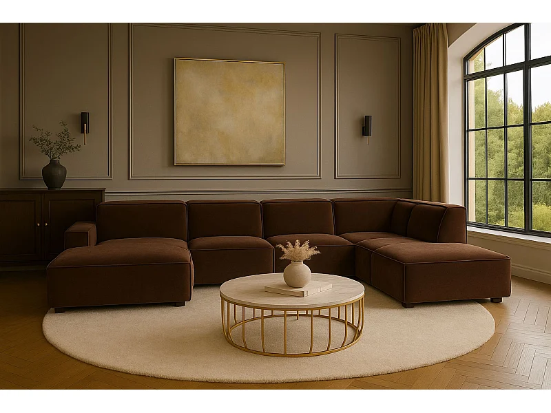 Hoekbank U-vorm Cursal V, stof Salvador, donkerbruin, rechts