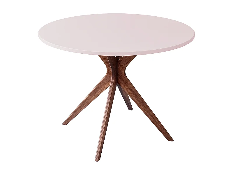 Ronde eettafel 110cm Jubi Bold Poederroze met eiken poten