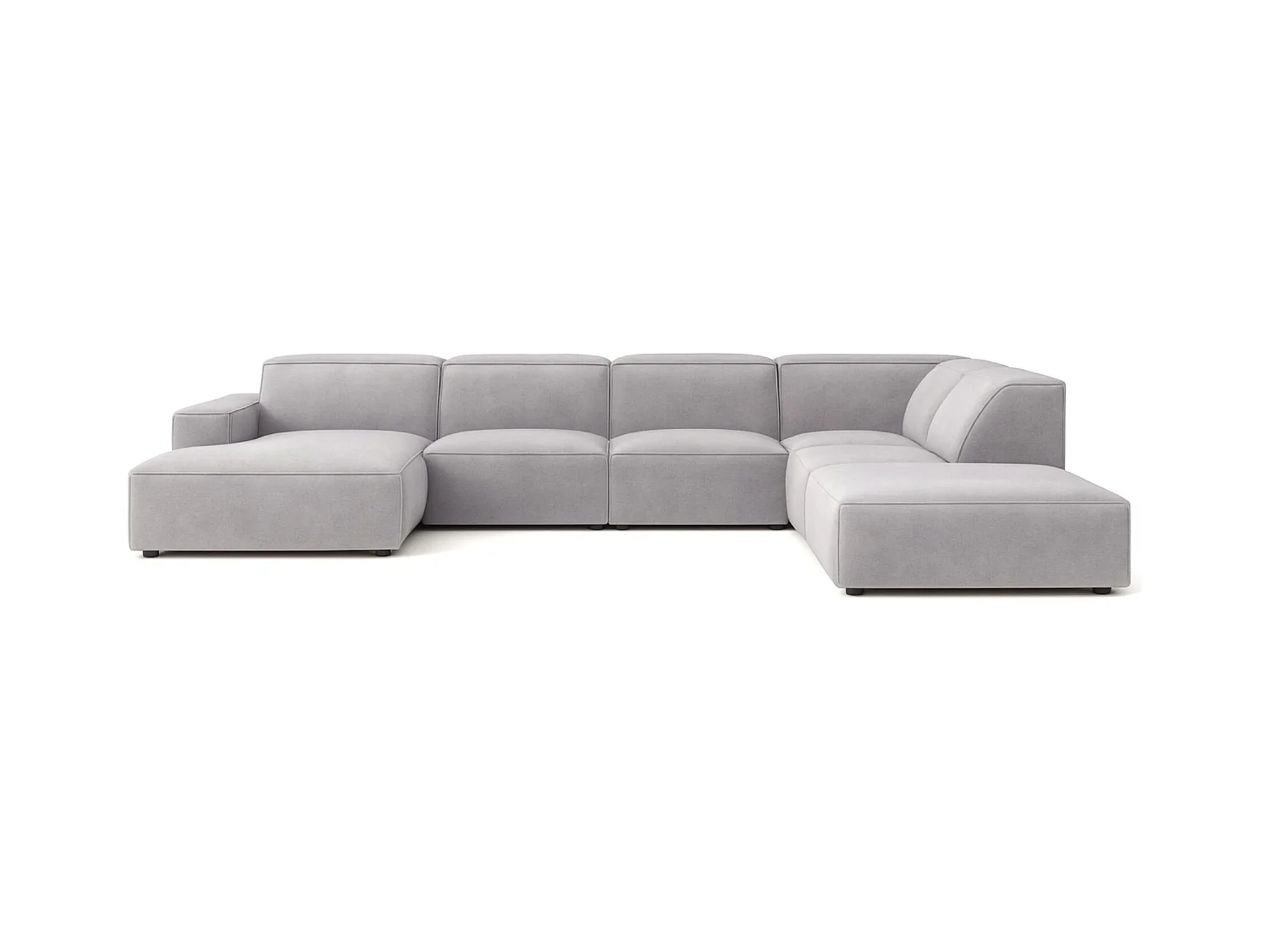 Ecksofa U-Form Cursal V, Stoff Salvador, Grau, Rechts