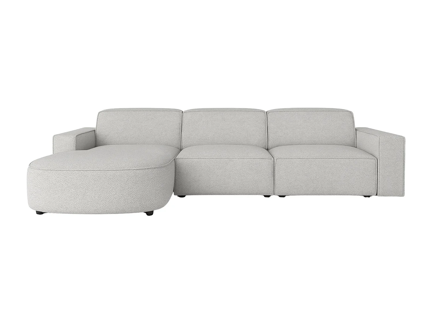 Hoekbank L-vorm Round Cursal, stof Artico, cement, links