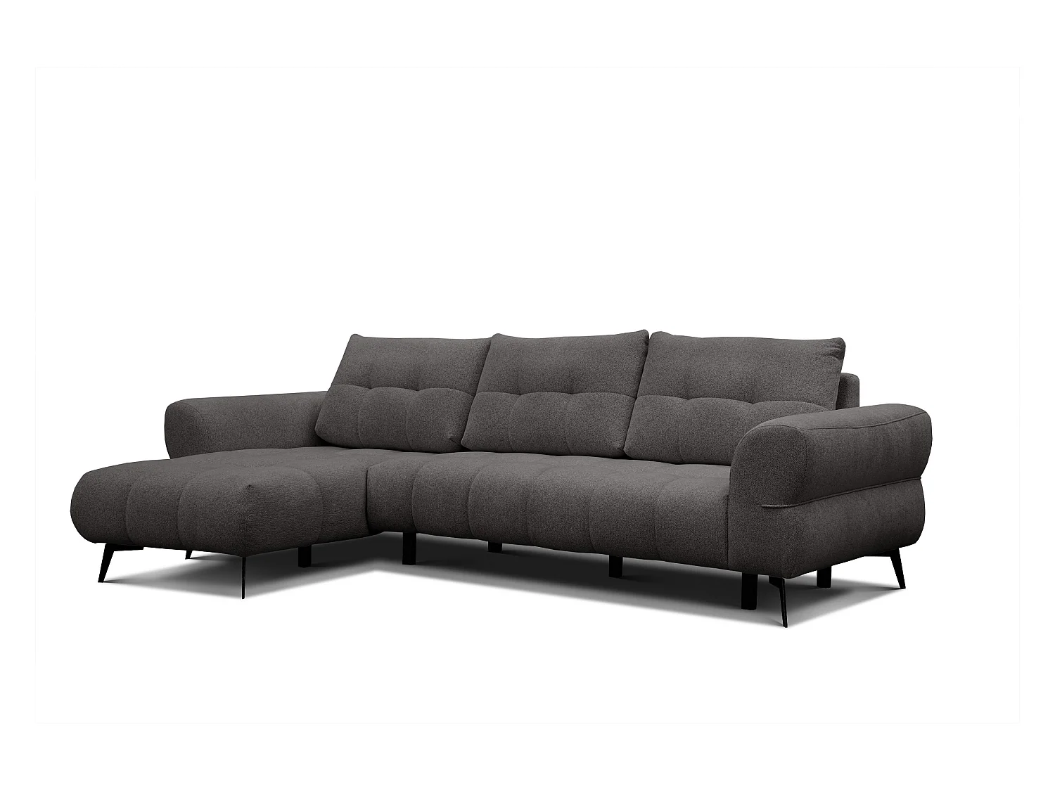 Canapé d'angle 4 places SALVINI, tissu gris foncé