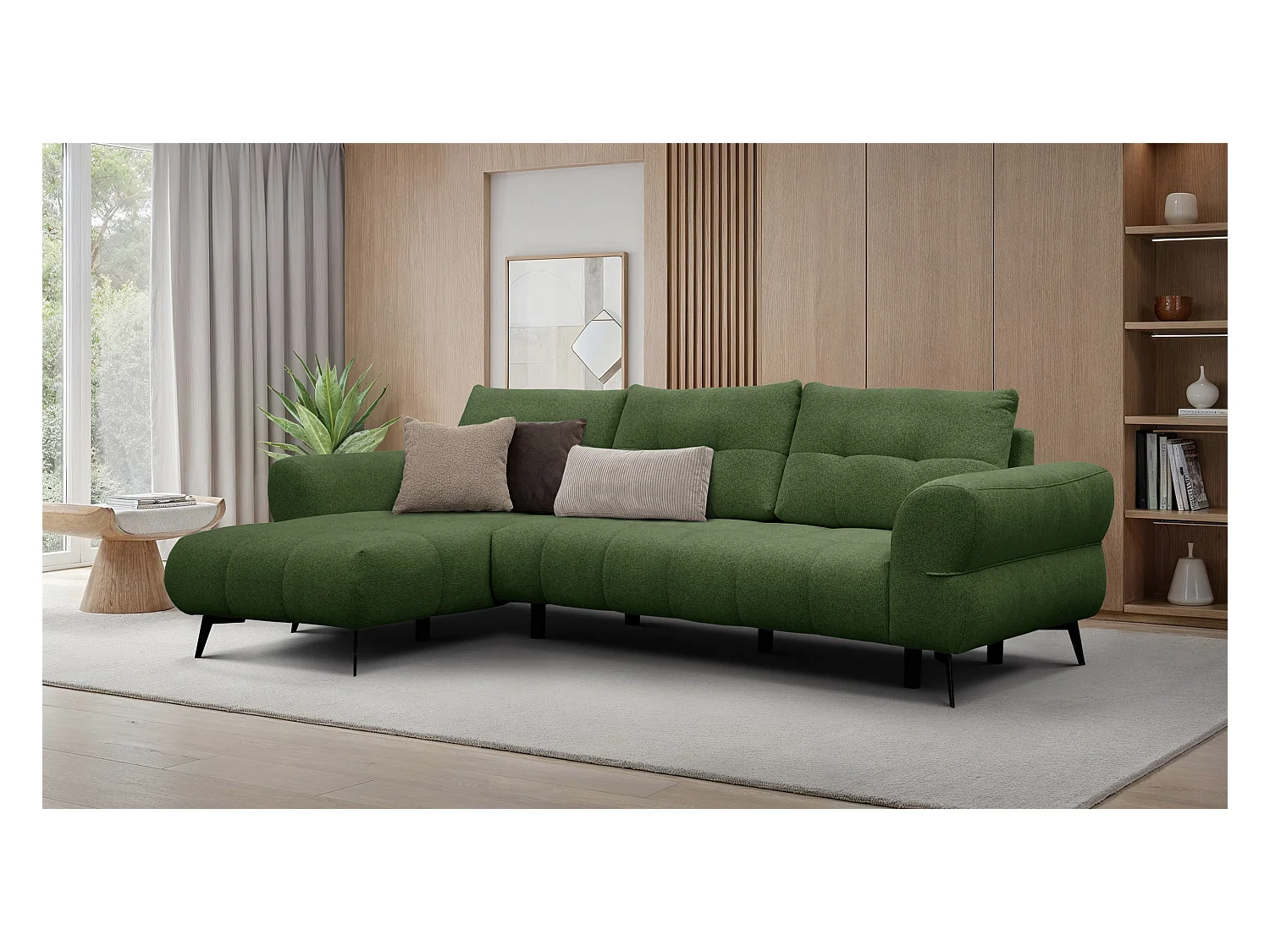 Canapé d'angle 4 places SALVINI, tissu vert