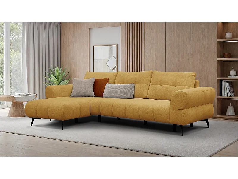 Canapé d'angle 4 places SALVINI, tissu miel