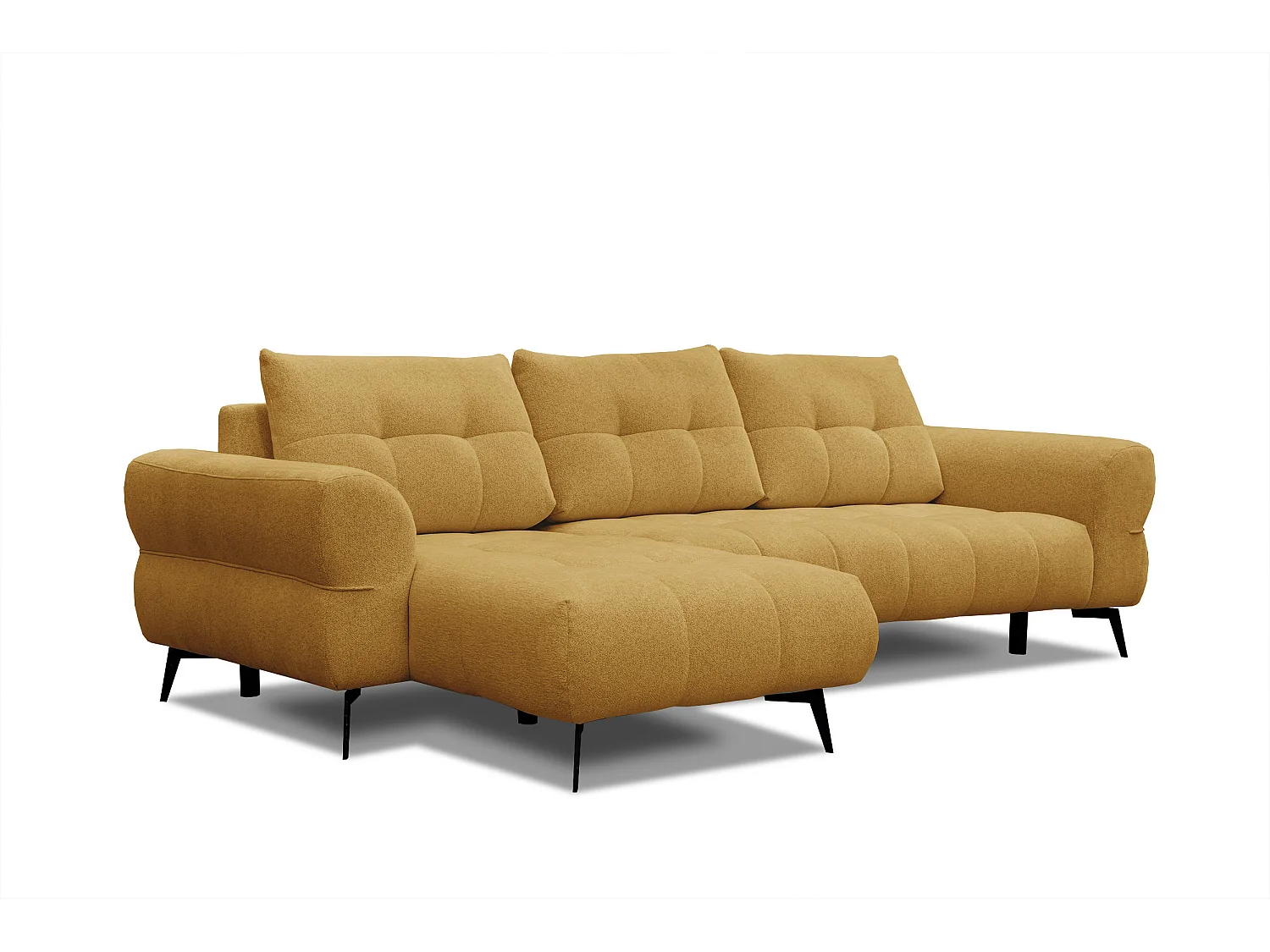 Canapé d'angle 4 places SALVINI, tissu miel