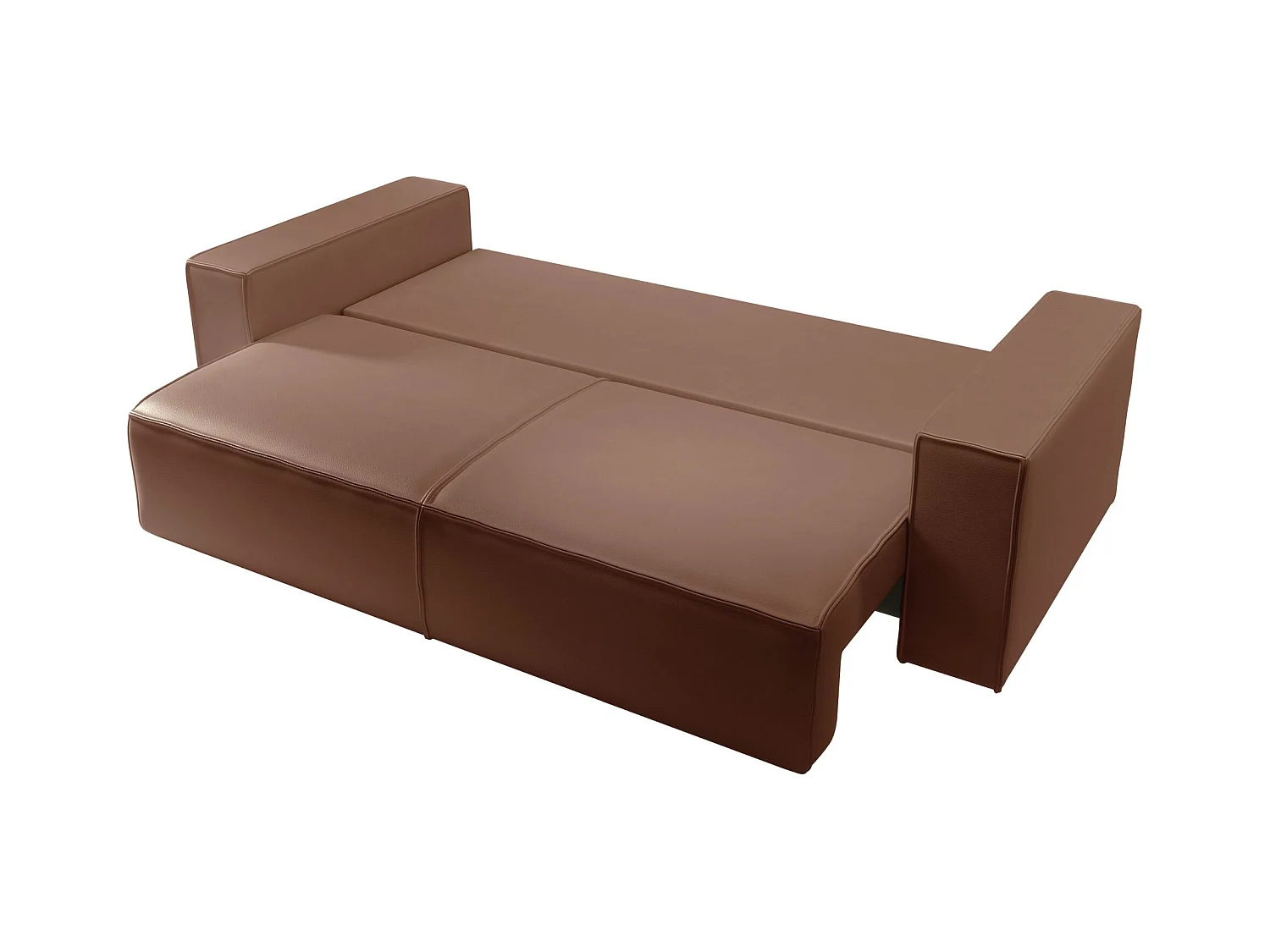 Canapé convertible 3 places – coffre – similicuir – brun – FARESE CUERO
