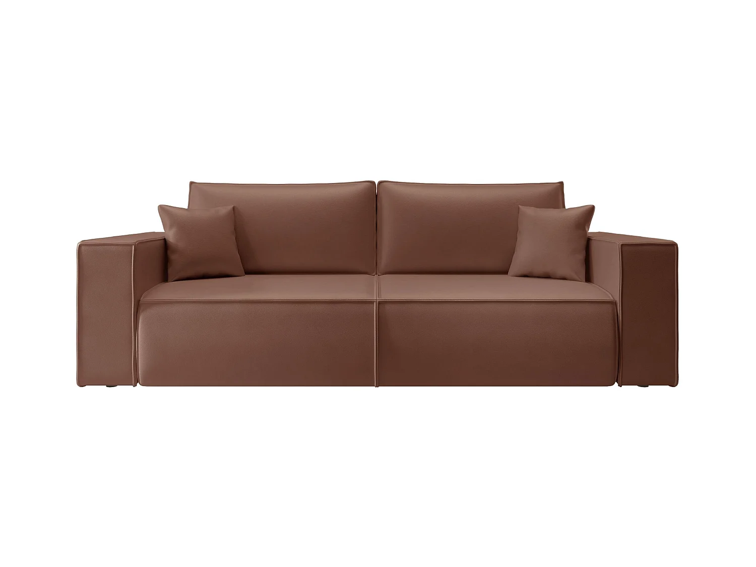 Schlafsofa 3-Sitzer – Bettkasten – Kunstleder – Braun – FARESE CUERO