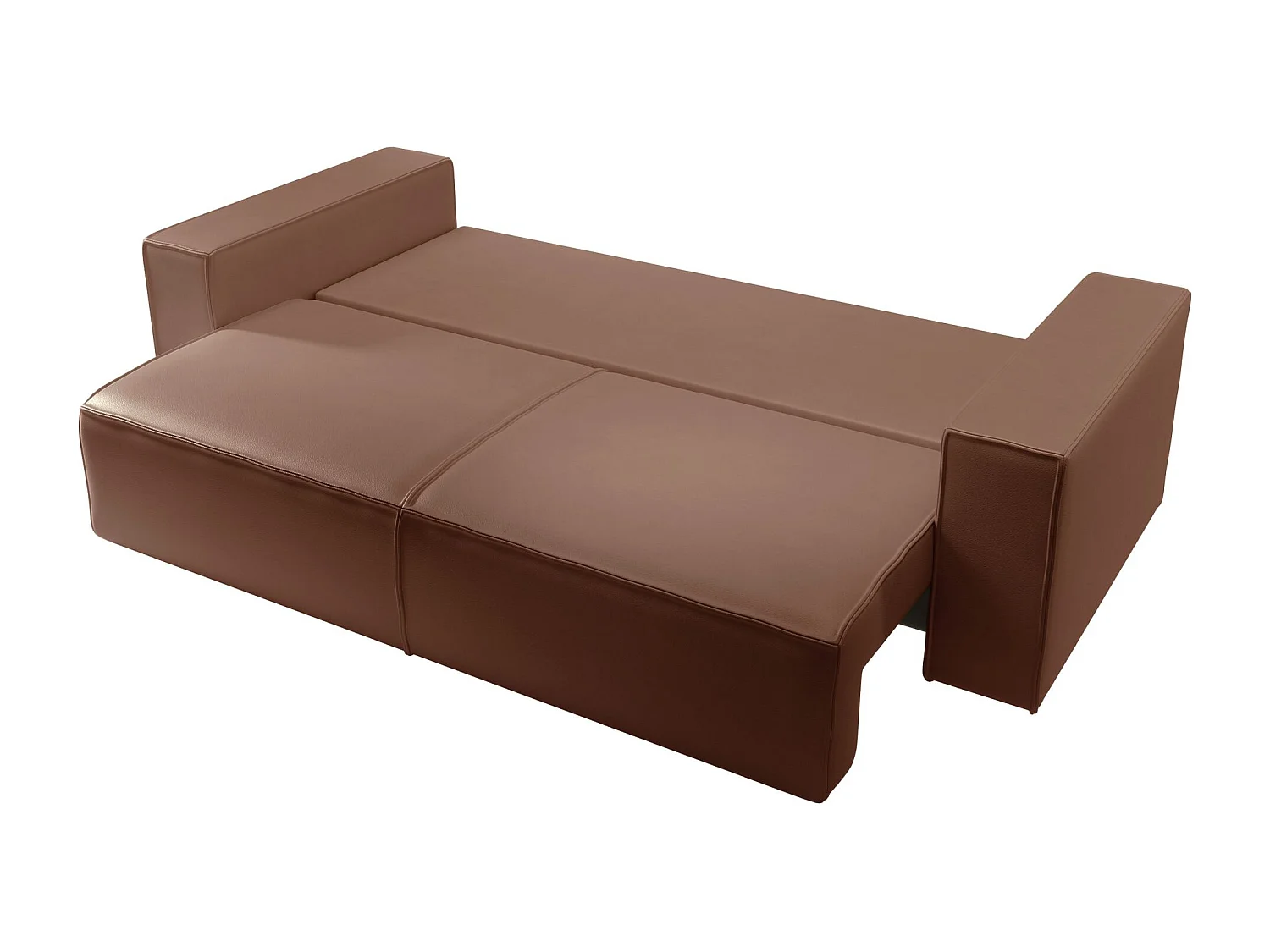 Canapé convertible 3 places – coffre – similicuir – brun – FARESE CUERO