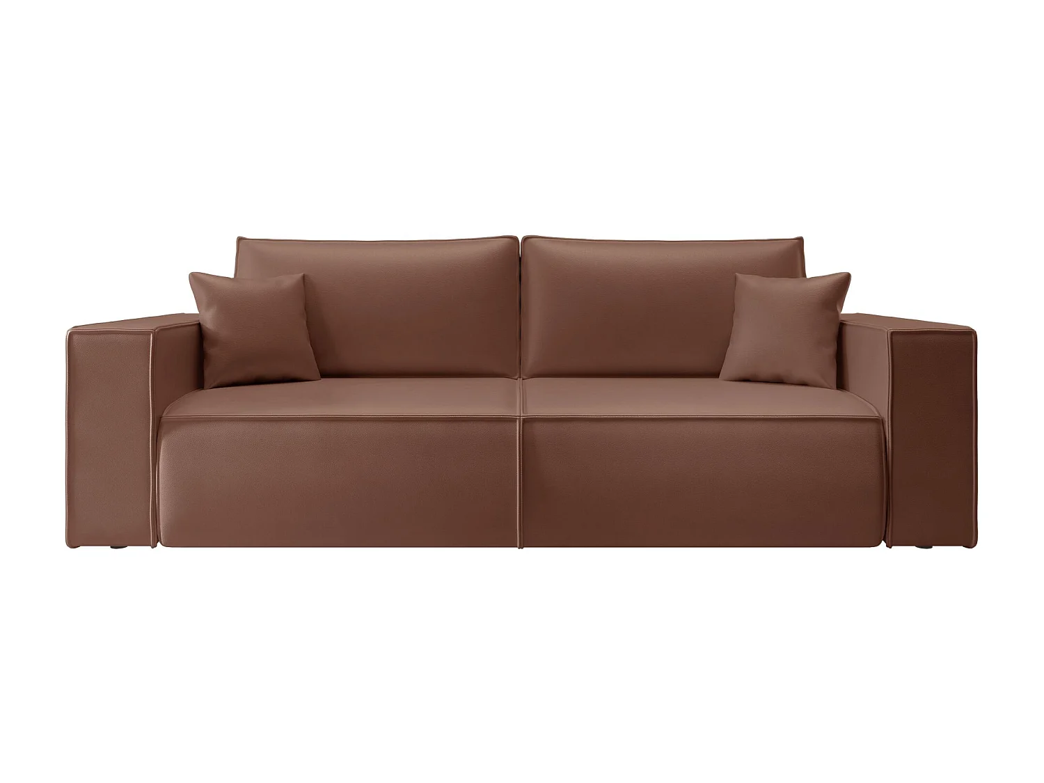 Canapé convertible 3 places – coffre – similicuir – brun – FARESE CUERO