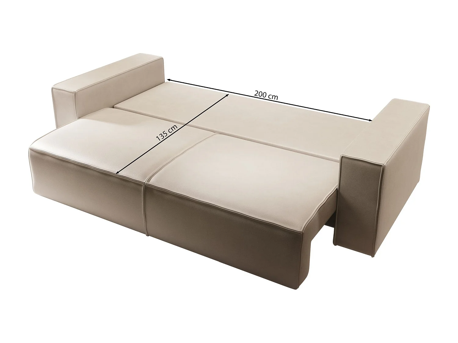Canapé convertible 3 places – coffre – similicuir – brun – FARESE CUERO