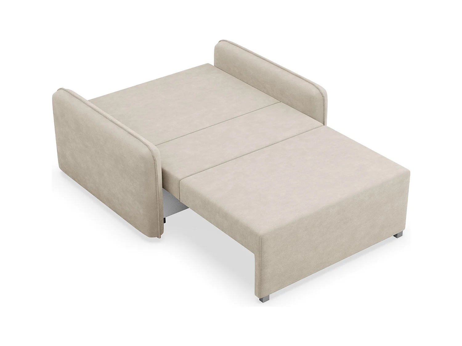 Canapé convertible 2 places – coffre – chenille hydrophobe – beige – DUELIA