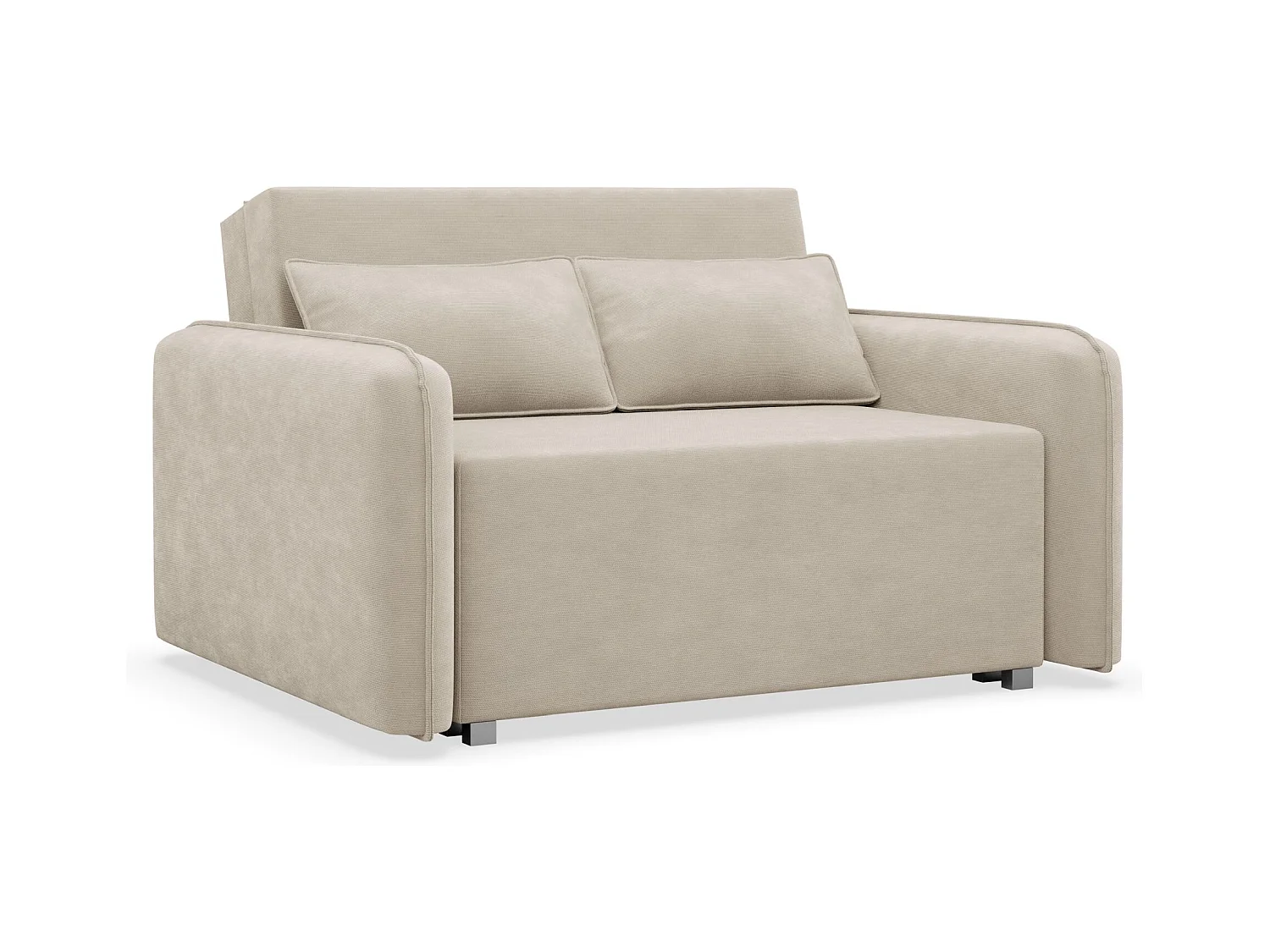 Canapé convertible 2 places – coffre – chenille hydrophobe – beige – DUELIA