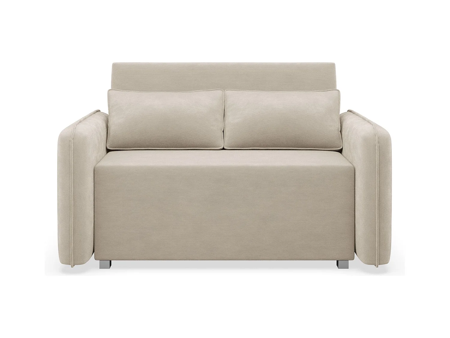 Canapé convertible 2 places – coffre – chenille hydrophobe – beige – DUELIA