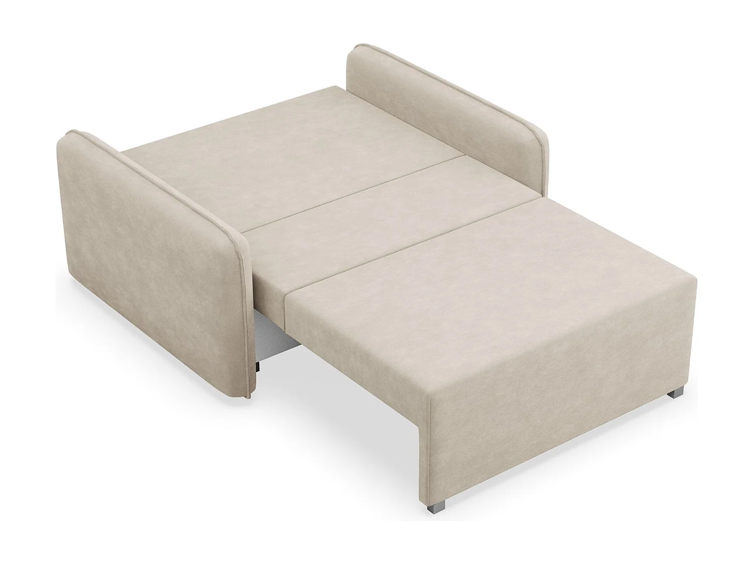 Canapé convertible 2 places – coffre – chenille hydrophobe – beige – DUELIA