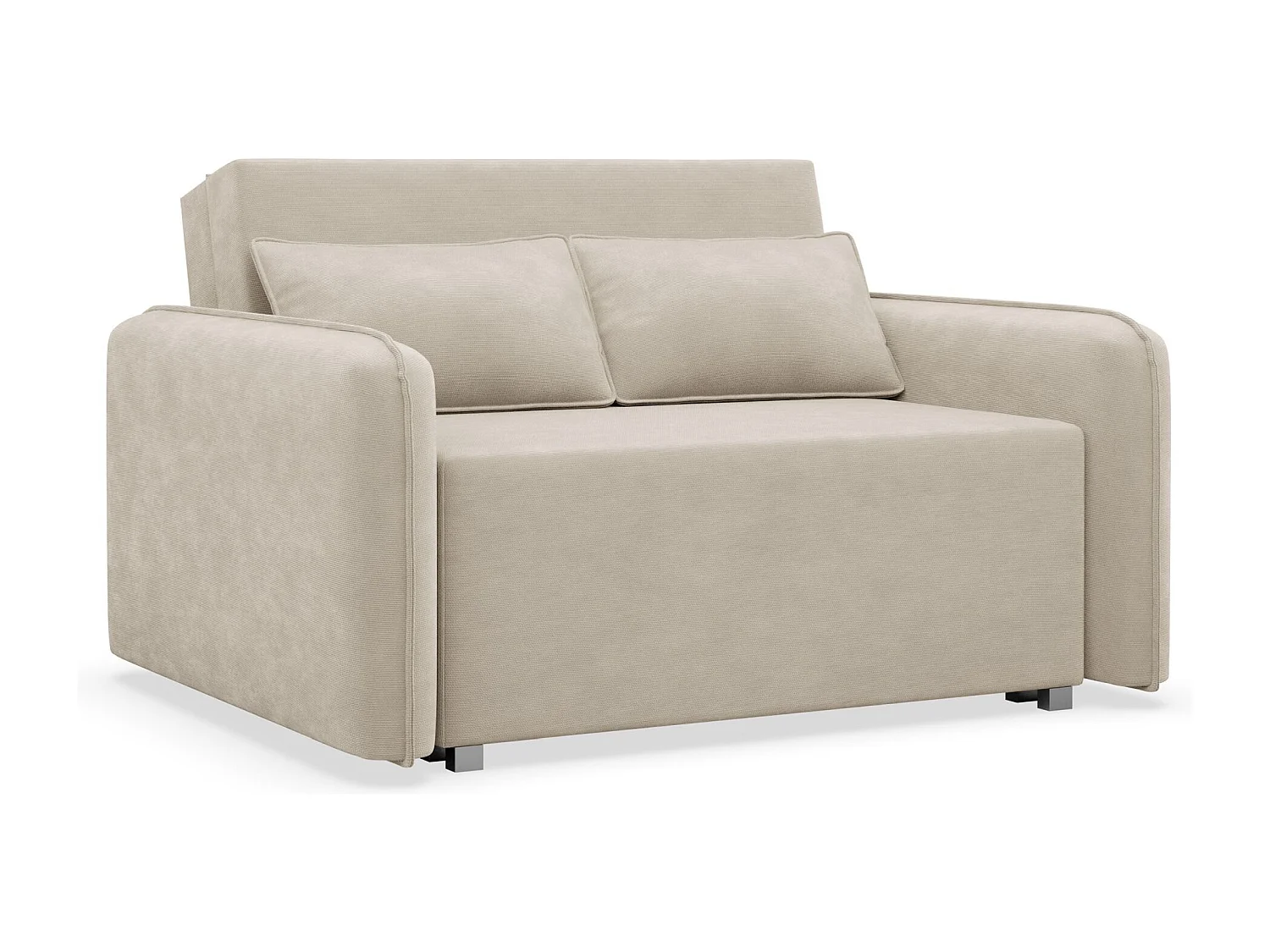 Canapé convertible 2 places – coffre – chenille hydrophobe – beige – DUELIA