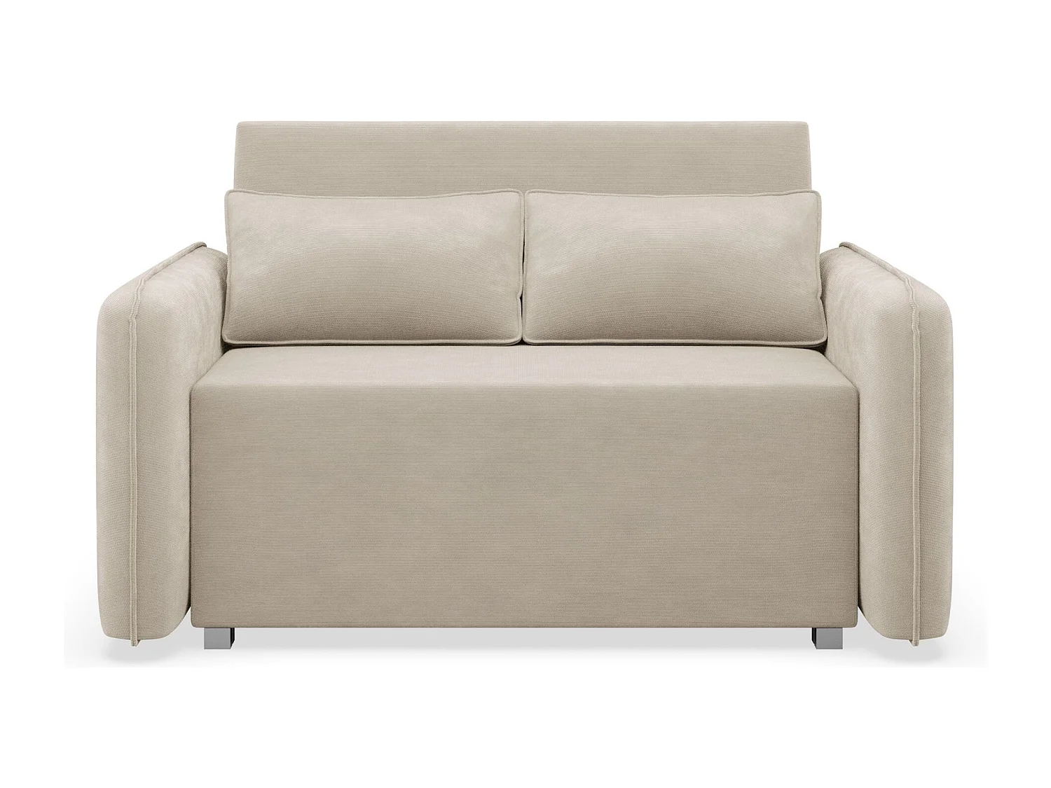 Canapé convertible 2 places – coffre – chenille hydrophobe – beige – DUELIA