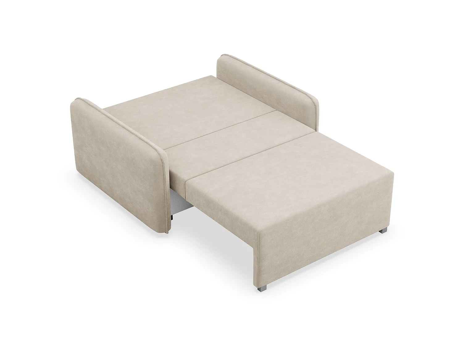 Canapé convertible 2 places – coffre – chenille hydrophobe – beige – DUELIA